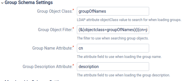Configure LDAP User Directory:Group Schema Settings